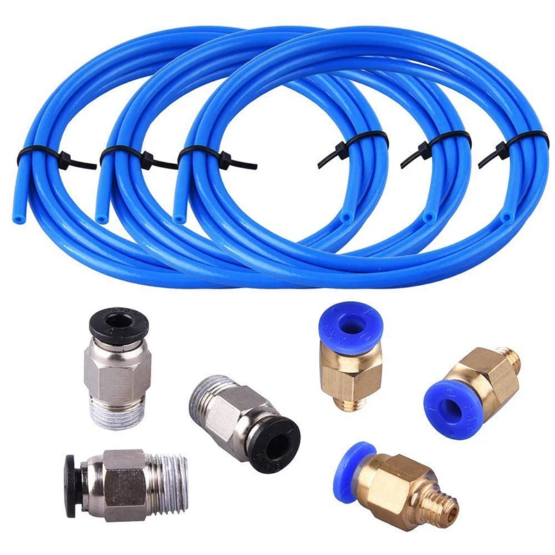 

Teflon Tube Ptfe Blue Tubing(1.5 Meters) With 3 Pieces Pc4-M6 Fittings And 3 Pieces Pc4-M10 Male Straight Pneumatic Pefe Tube Pu