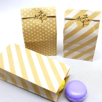 

kraft dot stripe Paper Bag,Party Favor Bags, Candy Cookie Bread Nuts Bag For Biscuits Snack Baking Package bag 12pcs/lot