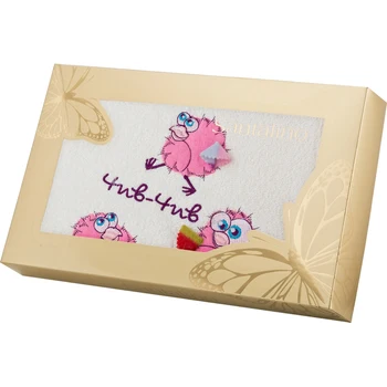 

Towel 70 * 40cm, Chik-Chirik, 380 G / M.sq., Cotton 100%, White