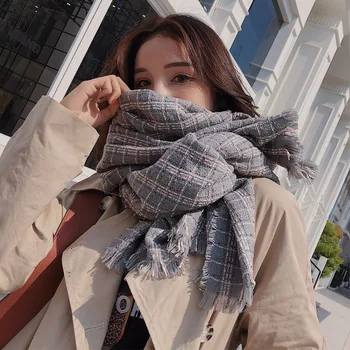 

Winter Warm plaid Scarves Acylic Blanket Scarf women Luxury Designer Tassels Wrap Shawl Lo Accessories Pashmina Foulard LL191005