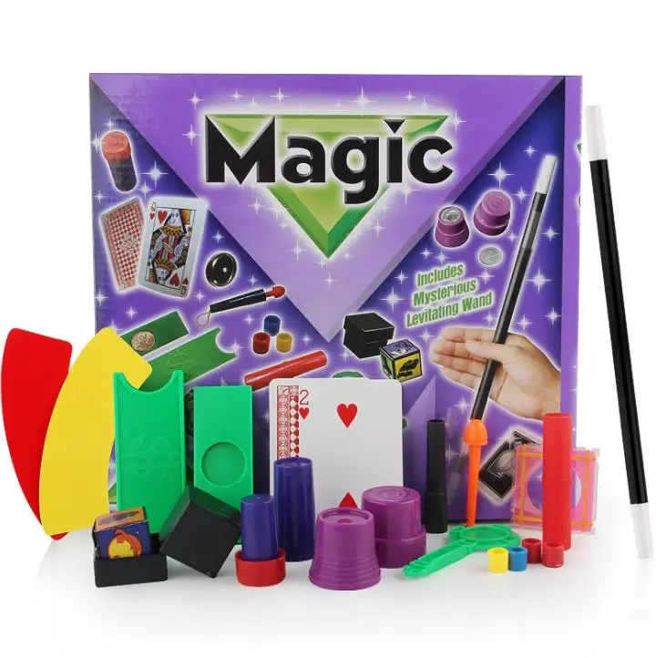 Подарочная коробка для детей, рождественский подарок, волшебные фокусы, магический реквизит, костюм со шляпой, волшебная игрушка крупным планом