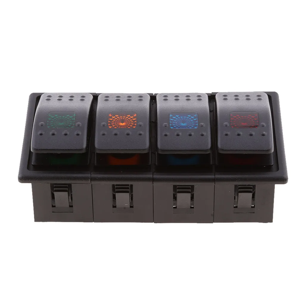 4 шт 12V 20A Пластик Кулисный светодиодный индикатор переключателя для дорожного морских транспортных средств