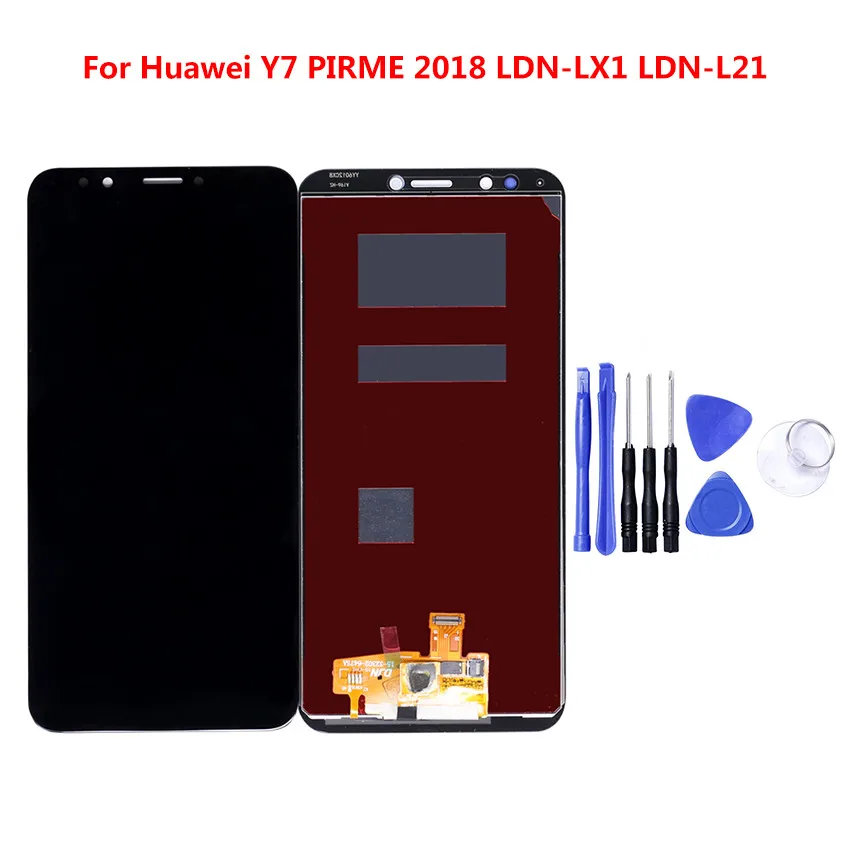 Черный Для Huawei Y7 Prime LDN-LX1 LDN-L21 6," ЖК-дисплей с сенсорным экраном дигитайзер - Цвет: Черный