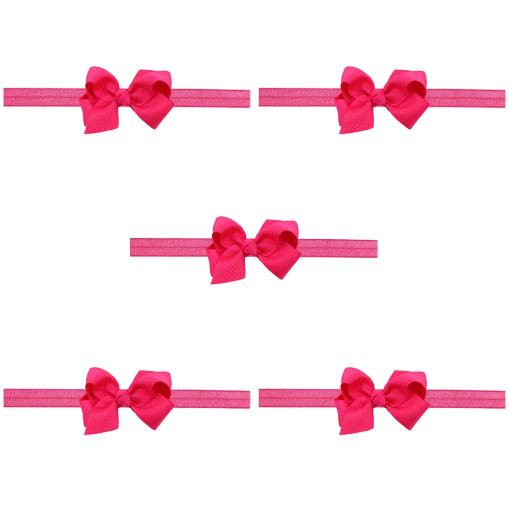 Hot Pink-5 PCS 5 шт., Детская повязка для волос с бантом, эластичная повязка на голову, аксессуары для волос для маленьких девочек, HATWO1020 - Цвет: Hot Pink-5 PCS