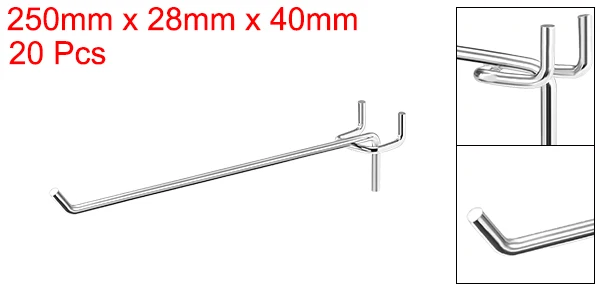 Uxcell 5 шт. или 10 шт. или 20 шт. железная сетка настенная Brack Серебряный тон крючки для настенных панелей PEG полки из досок Органайзер ассортимент части - Цвет: 25cm20Pcs