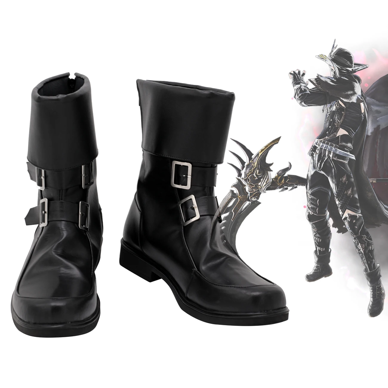 

Final Fantasy XIV FF14 Reaper Cosplay Boots Black Shoes Custom Made for Men and Women Any Size