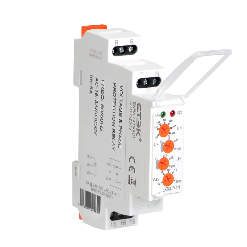 ETEK EKR8-741NA0 1 реле защиты от напряжения ручка SPDT трехфазный 127-254 В переменного тока |