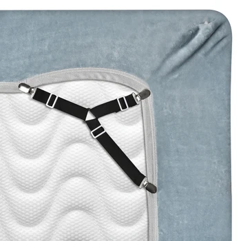 

4pcs 3heads Bed Clippers Elastic Bed Sheet Grippers Clip Set for Mattress Bedsheet Fastener Suspenders Bed Room Accessories