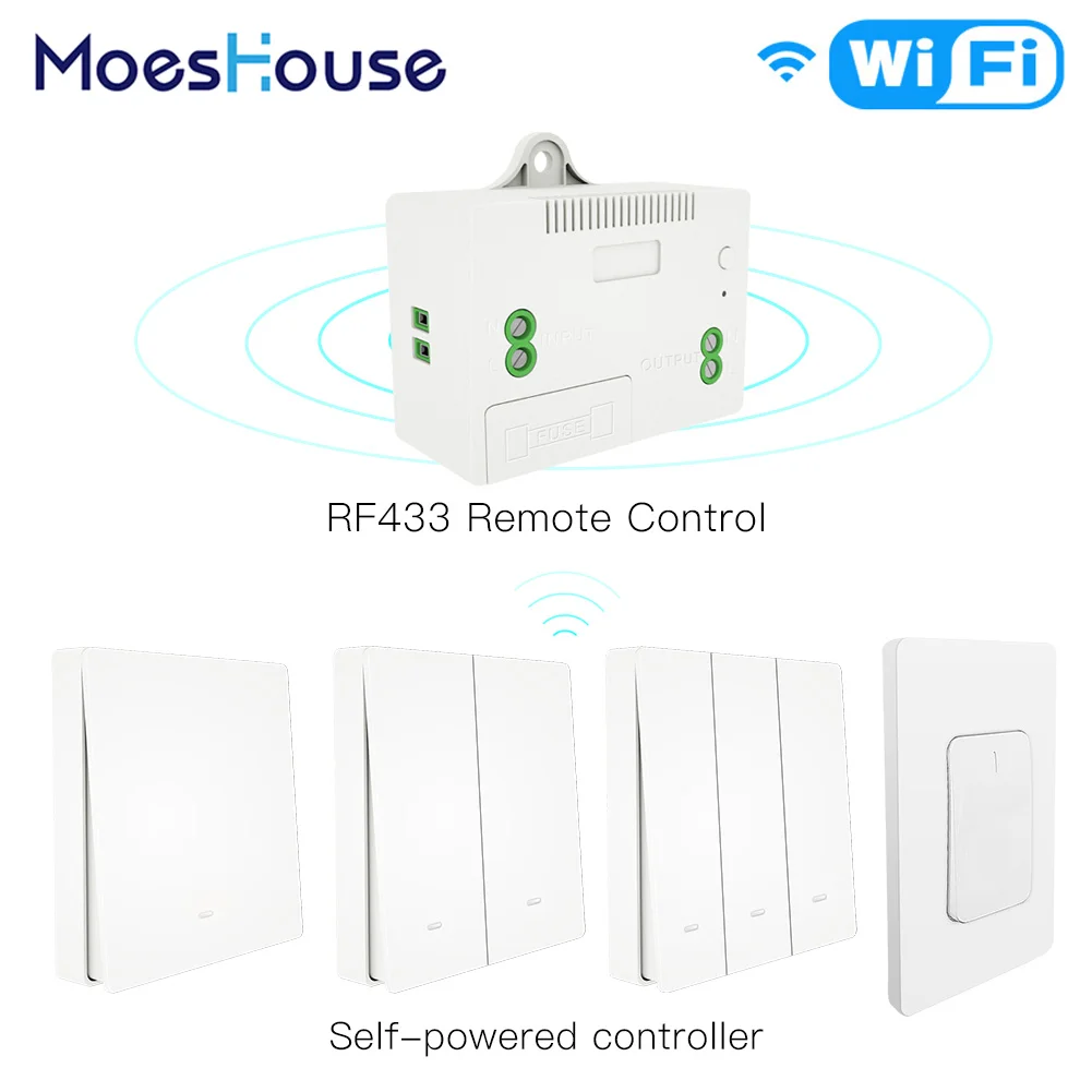 RF433 Wireless Switch No Battery Remote Control Wall Light Switch Self Powered No Wiring Needed Wall Panel Transmitter afbeelding