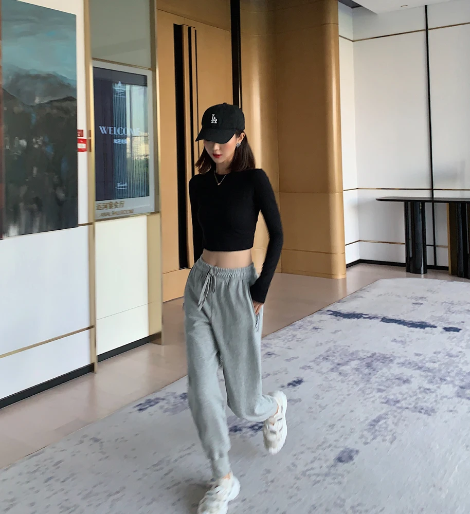 

Sweatpants Ladies Loose Pants Ladies Gray Wide-Leg Leggings Straight Leg Pants Streetwear High Waist Casual Pants