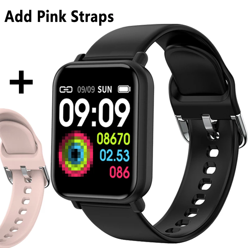 Add a pink strap Bluetooth 5,0, Смарт-часы, мужские, водонепроницаемые, IP68, Смарт-часы, женские, кровяное давление, трекер активности, часы, смарт-Спорт для Android Ios - Цвет: Add a pink strap