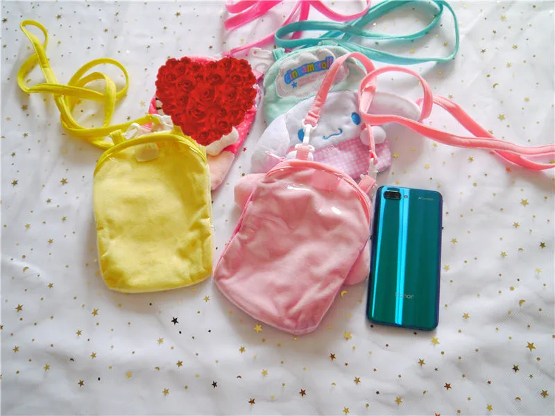 Mini Cartoon My Melody Soft Shoulder Plush Bags Street Phone Mini Purse Zipper Purses Handbags New Crossbody Bags