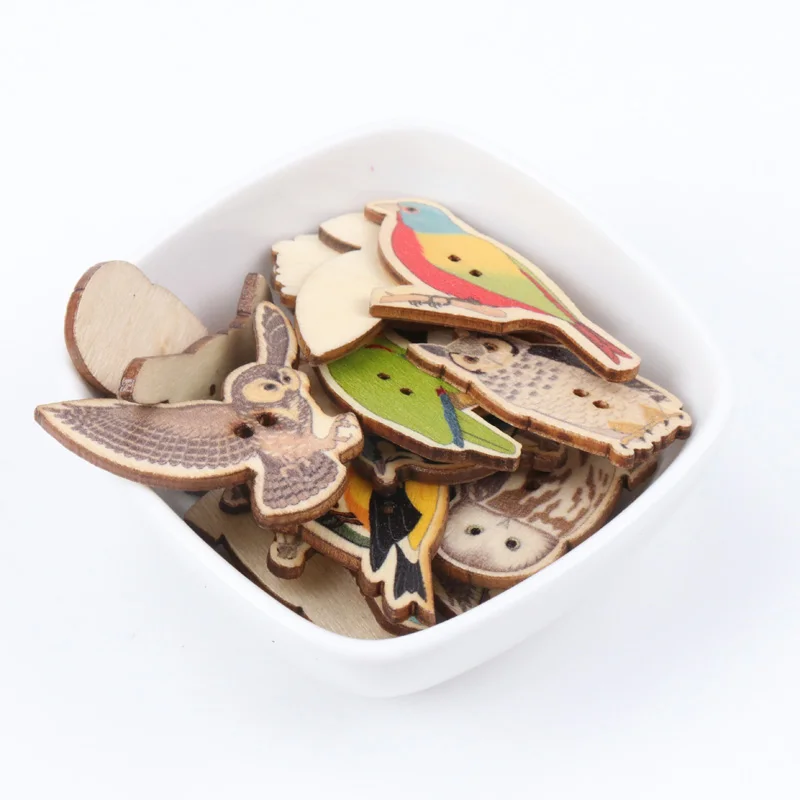 Bird Eagle Owl Pattern Wooden Buttons Handmade Accessories Decoration Sewing Scrapbooking Crafts DIY 40x17mm 20pcs | Дом и сад