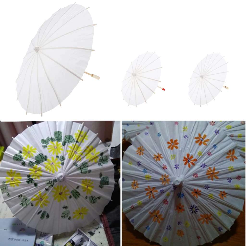 Chines Traditional Paper Umbrella Party Supplies, Mini Paper Parasol Umbrellas Blank Paper Umbrellas DIY Craft Graffiti Kids Toy