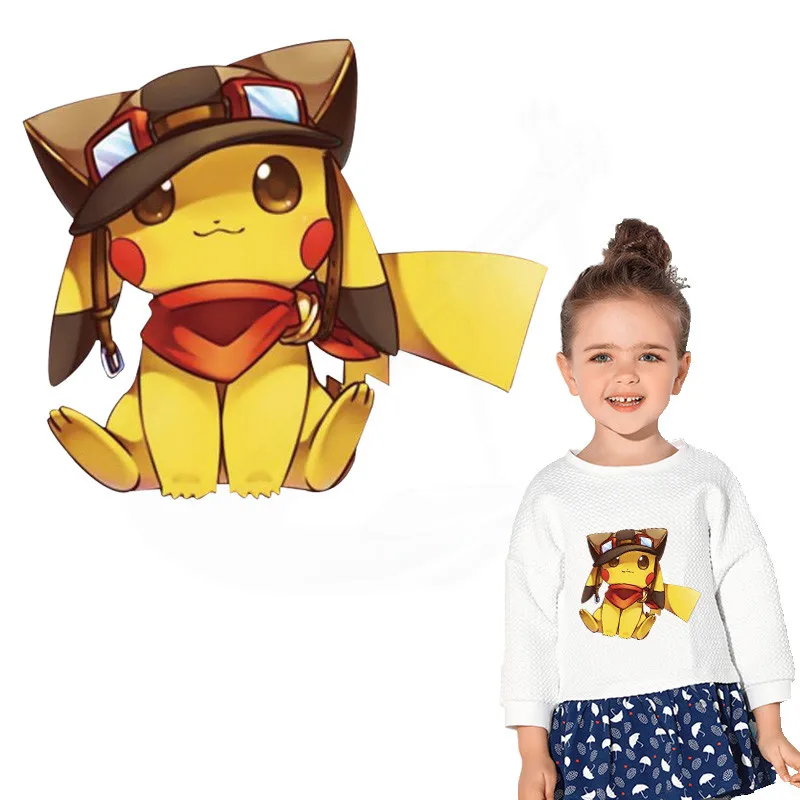 

Hot pikachu patches for clothes DIY children T-shirt clothing hoodie Thermal transfer sticker