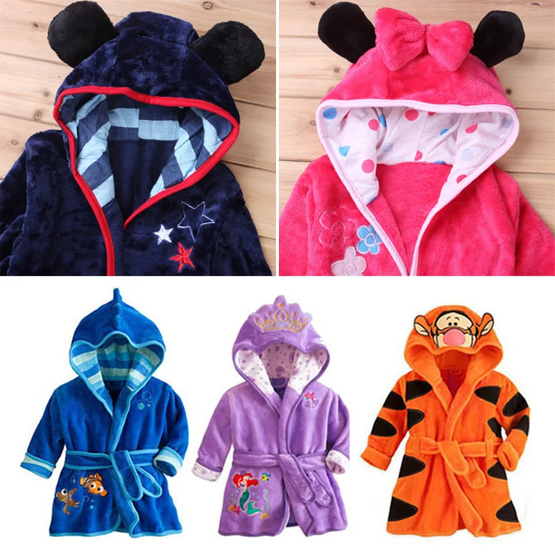 Cartoon Long Sleeve Children's Bathrobe for Boy Girl Robe Soft Flannel