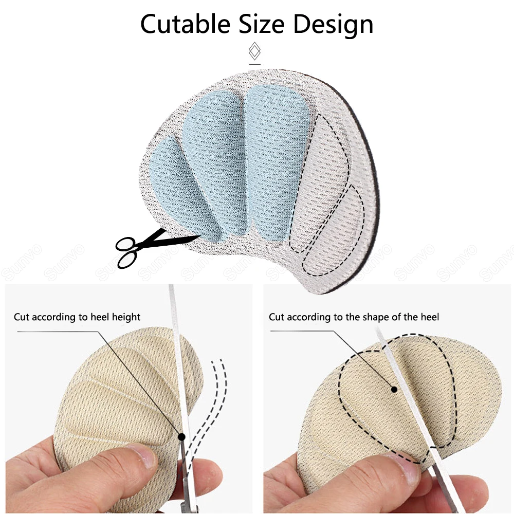 Heel Protector Pad Sunvo Sports Heel Insert Sticker for Shoes Size Reducer Filler High Heels Liner Self-adhesive Cushion