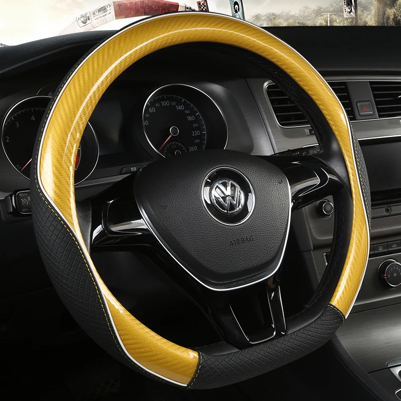Carbon Fibre+Leather Car Steering Wheel Cover For VW GOLF 7 2015 POLO JATTA Passat Tiguan For Nissan Qashqai J11 X-trail T32 Carbon Fibre+Leather Car Steering Wheel Cover For VW GOLF 7 2015 POLO JATTA Passat Tiguan For Nissan Qashqai J11 X-trail T32