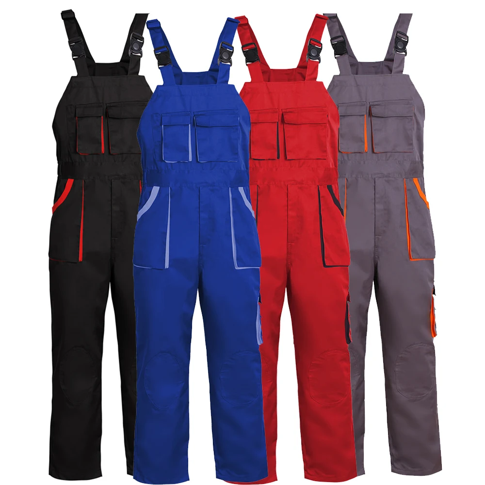 Men&rsquo;s work bib and brace overall with pockets carpenters work overall workwear work coverall suit
