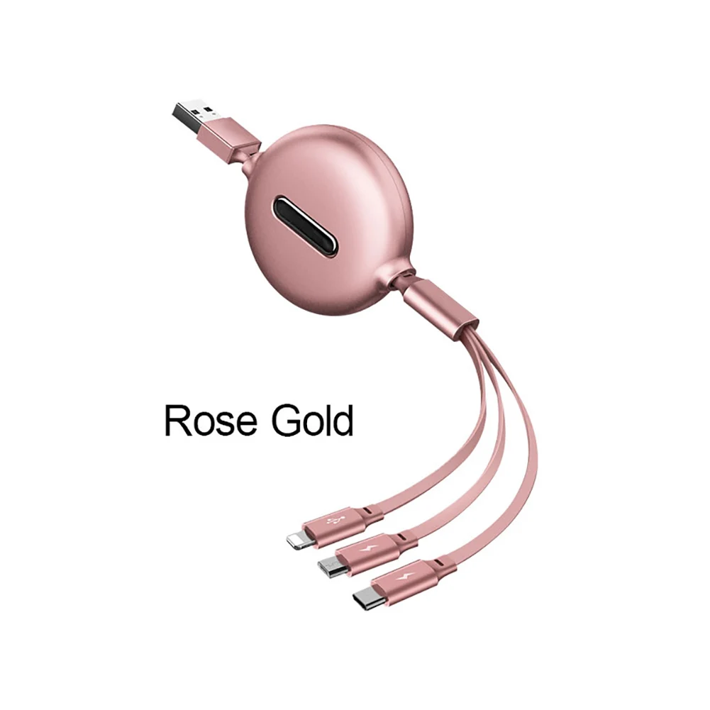 3 в 1 usb type C Micro USB кабель для IP type-c Android зарядный кабель 120 см 3 А Быстрая зарядка USB C кабель удобный практичный - Сила тока: Rose Gold