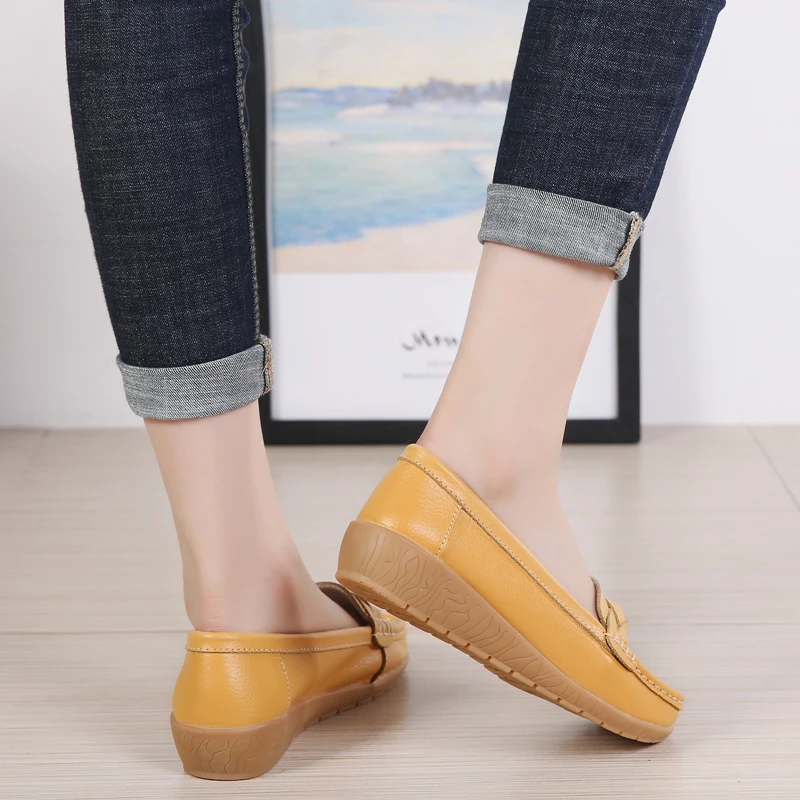Women Genuine Leather Loafers Ballet Flats Spring Moccasins Casual Ballerina Sneakers