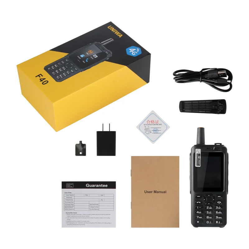 UNIWA F40 zello walkie talkie 4G mobilní telefon 4000mah vodotěsný drsný 2.4'' dotek obrazovka čtyřnásobný jádra Android 4G smartphone