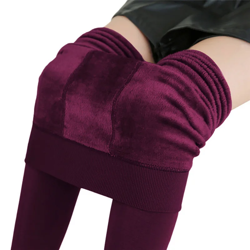 Red SALSPOR S-3XL, одноцветные женские зимние вельветовые брюки, женские эластичные теплые штаны, женские Сексуальные облегающие леггинсы с высокой талией - Цвет: Red