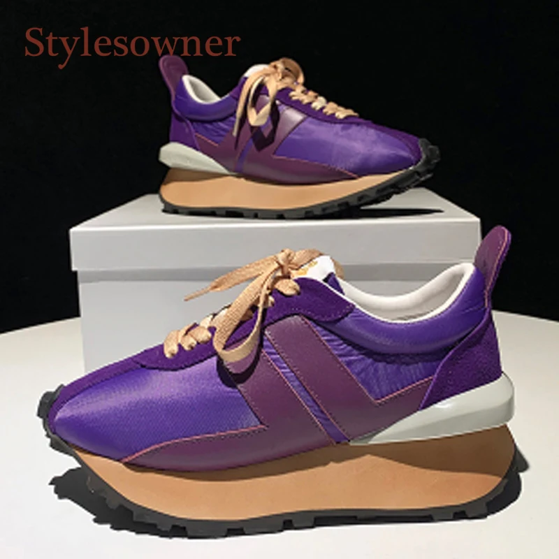 Стильные уличные кроссовки Stylesowner из натуральной кожи на толстой подошве
