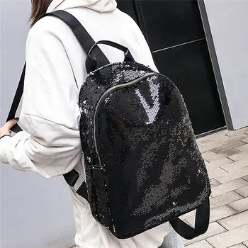 

Women Lady Sequin Backpack Girls School Backpack Travel Handbag Shoulder Bag