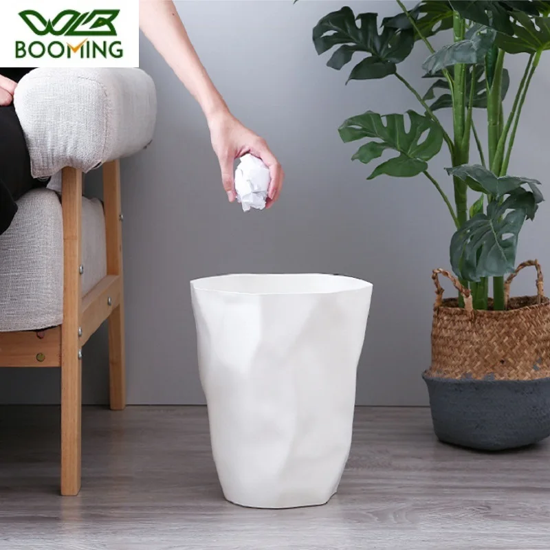 

WBBOOMING 3 Colors Plastic Creative Rugate Garbage Baskets Nordic Color Style Home Bathroom Living Room Trash Storage Bins