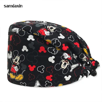 

sanxiaxin new Breathable Print Adjustable Pet Hospital Work Hats Surgical Caps Women Men Doctor Nurse Caps Beauty Pharmacy Hats