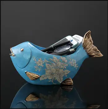 

AMERICAN RESIN FISH STORAGE TRAY CRAFTS LIVINGROOM HOME DESKTOP TISSUE BOX FIGURINES DECORATION COFFEE TABLE ASHTRAY ORNAMENTS