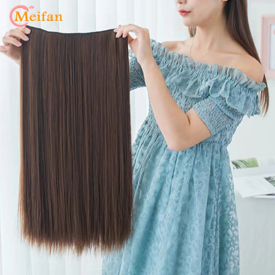 MEIFAN, 3 размера, длинные натуральные прямые волосы, 5 зажимов, для наращивания волос, термостойкие синтетические, черные, коричневые, шиньон