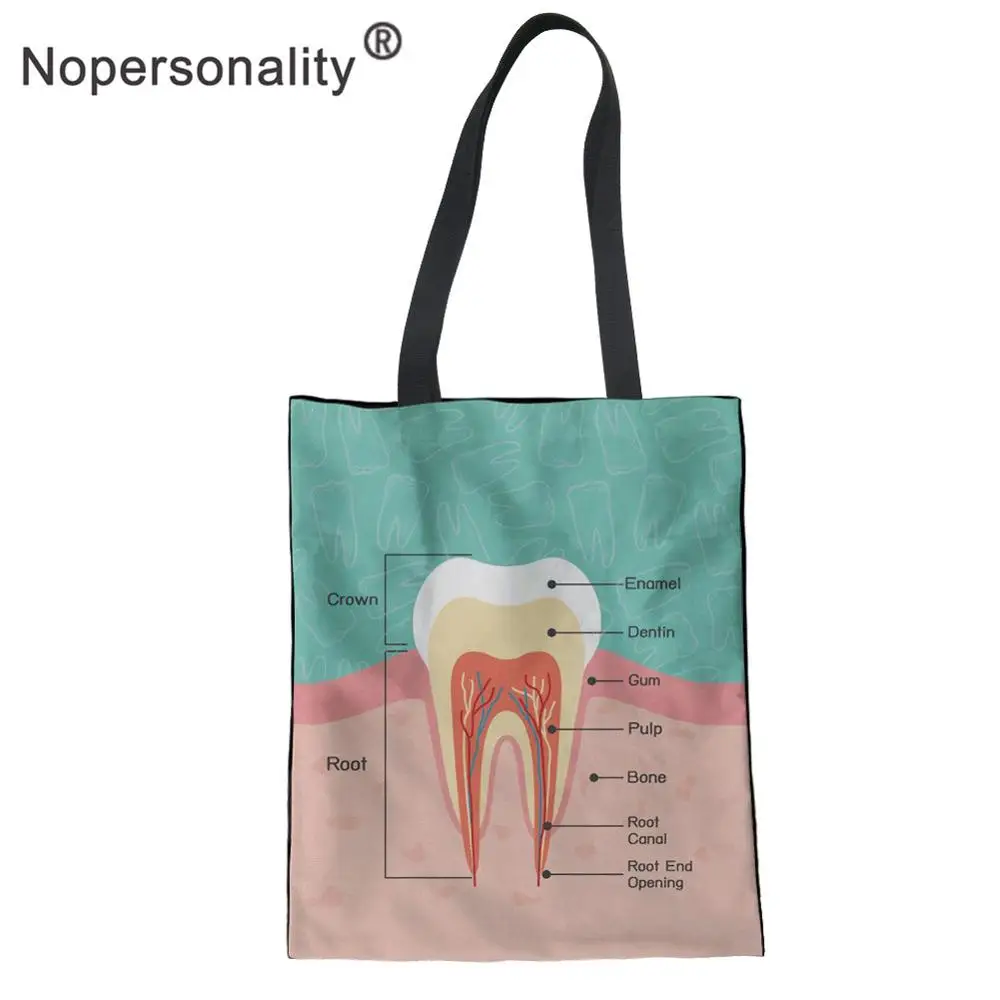 

Nopersonality Casual Shopping Bag for Women Cute Nurse Bear Medical Supplies Print Reusable Canvas Tote Daily Girls Should Bag
