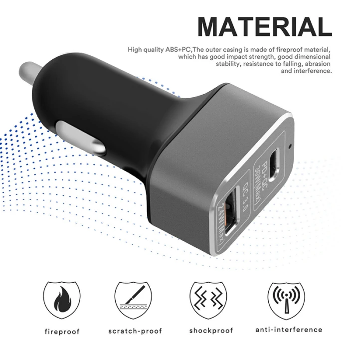 60 Вт QC PD 3,0 Автомобильное зарядное устройство адаптер двойной порт usb type C Быстрая зарядка для универсальных телефонов новое поступление