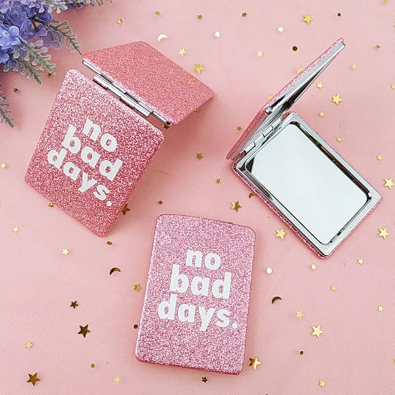 Portable Square Double Side Folding Cosmetics Pink Mirrors For Ladies