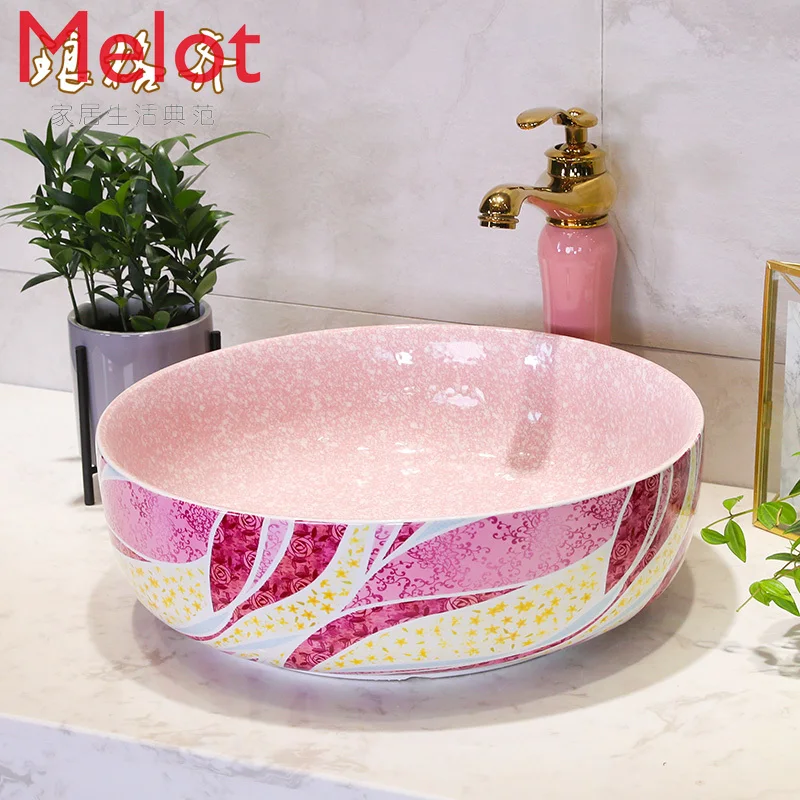 

European-Style Ceramic Table Basin Wash Basin Single Basin Bathroom Home Art Table Basin Balcony Washbasin Color