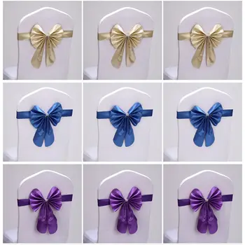 

Wedding Chair Cover Sashes Rhinestone Buckle Butterfly Ribbon Bow Tie Stretchy Bands Birthday Banquet Party Supplies Decoration