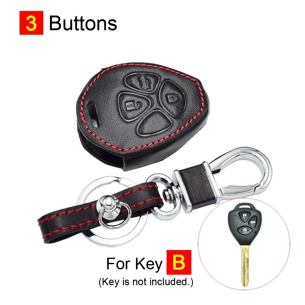 B - 3 Buttons Кожаный чехол для ключей для Toyota Rav4 Corolla Yaris Avalon Matrix Venza Scion 4-Runner Camry дистанционный чехол для ключа чехол аксессуар - Название цвета: B - 3 Buttons