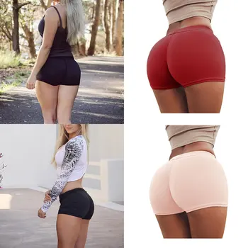 

Sexy Shorts Women Sports Wear Fitness Short Pants Skinny Female Push Up Gym Clothing Solid Color Elastic Breathable Flex