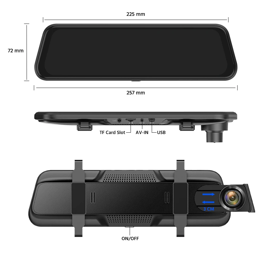 E-ACE A37 Car Dvr 10 Inch Stream Media RearView Mirror 2K Quad HD 1440P Car Camera Night Vision Video Recorder Dual Lens Dashcam