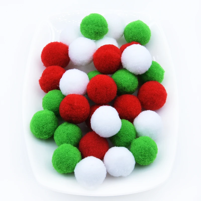 20mm 011619 80pcs Красный, белый, зеленый помпон, меховые поделки, мягкие помпоны для рукоделия, помпоны, Рождественский Декор, клей на ткани, аксессуары 8 мм до 30 мм, 600 шт - Цвет: 20mm 011619 80pcs