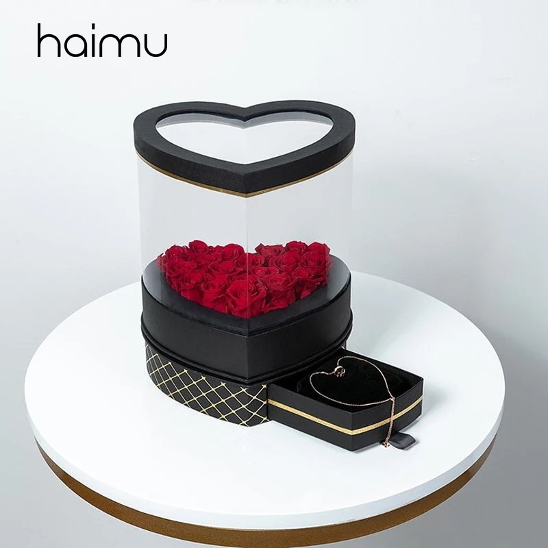 

High-end Revolving Translucence Heart-shaped Wedding Favor Valentine's Day Florist Party Gift Flower Decoration Packaging Box