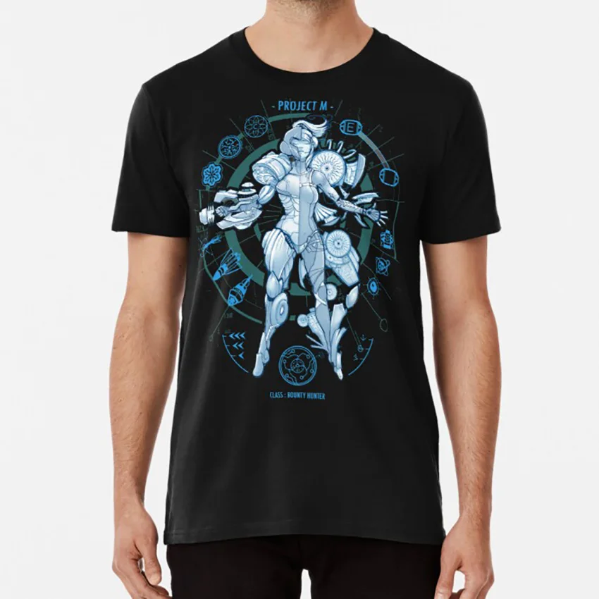Project M - Blue Print Edition T Shirt Gaming Metroid Samus Aran Geekchic Geek Nerd Retro