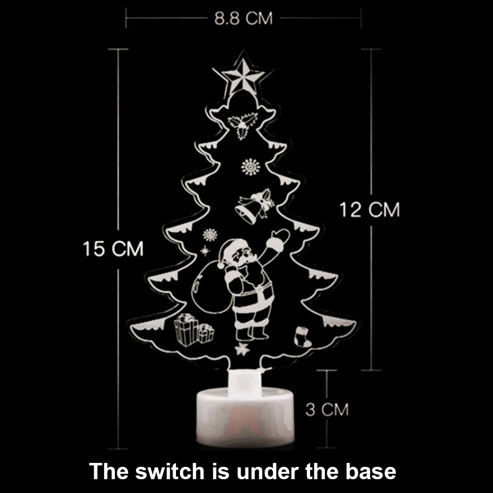 Яркий Мини светодиодный Рождественская елка Рождественский Снеговик Санта Клаус ночные огни Волоконно-оптические рождественские настольные украшения лампы детский подарок