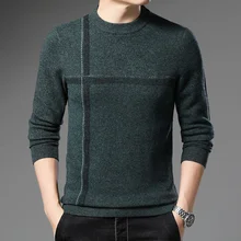 

Men's Winter Pure Wool Sweater Round Neck New Middle-aged Office Business Youth Solid Colour 2021 Bottom Fashion dad