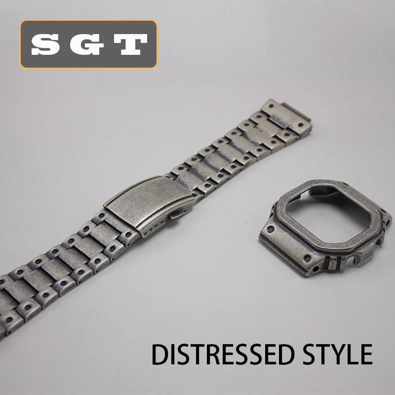 Высокое качество DW5600 GW-5000 5035 GW-M5610 Ретро стиль 316L Нержавеющая сталь ремешок для часов и чехол металлический ремешок стальной ремень инструменты