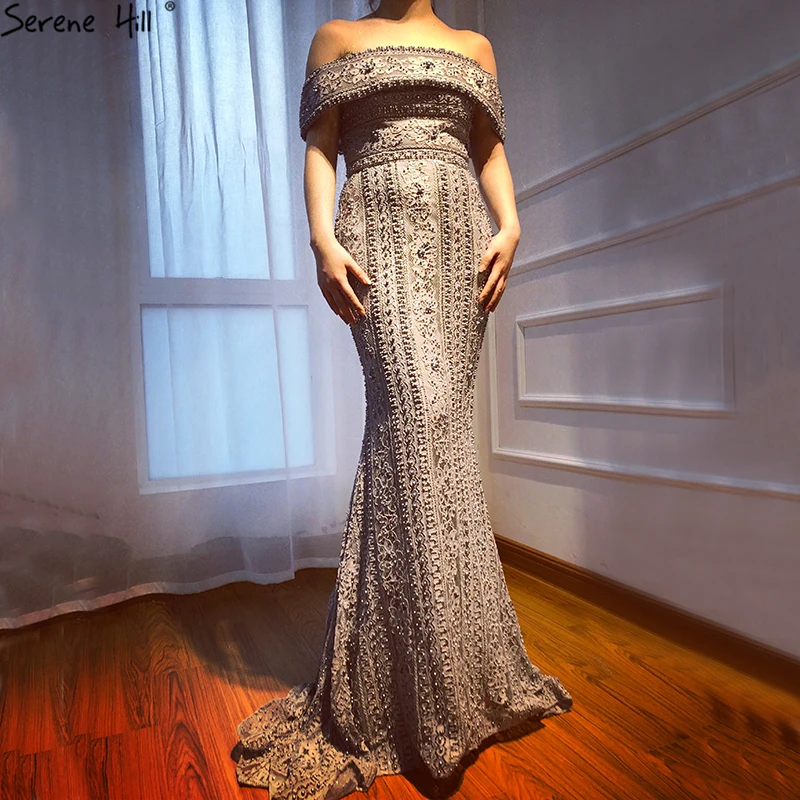 Новейшая "Русалка" элегантное вечернее платье длинное сексуальное без рукавов Жемчуг Бисероплетение вечерних платьев Serene Хилл LA6013