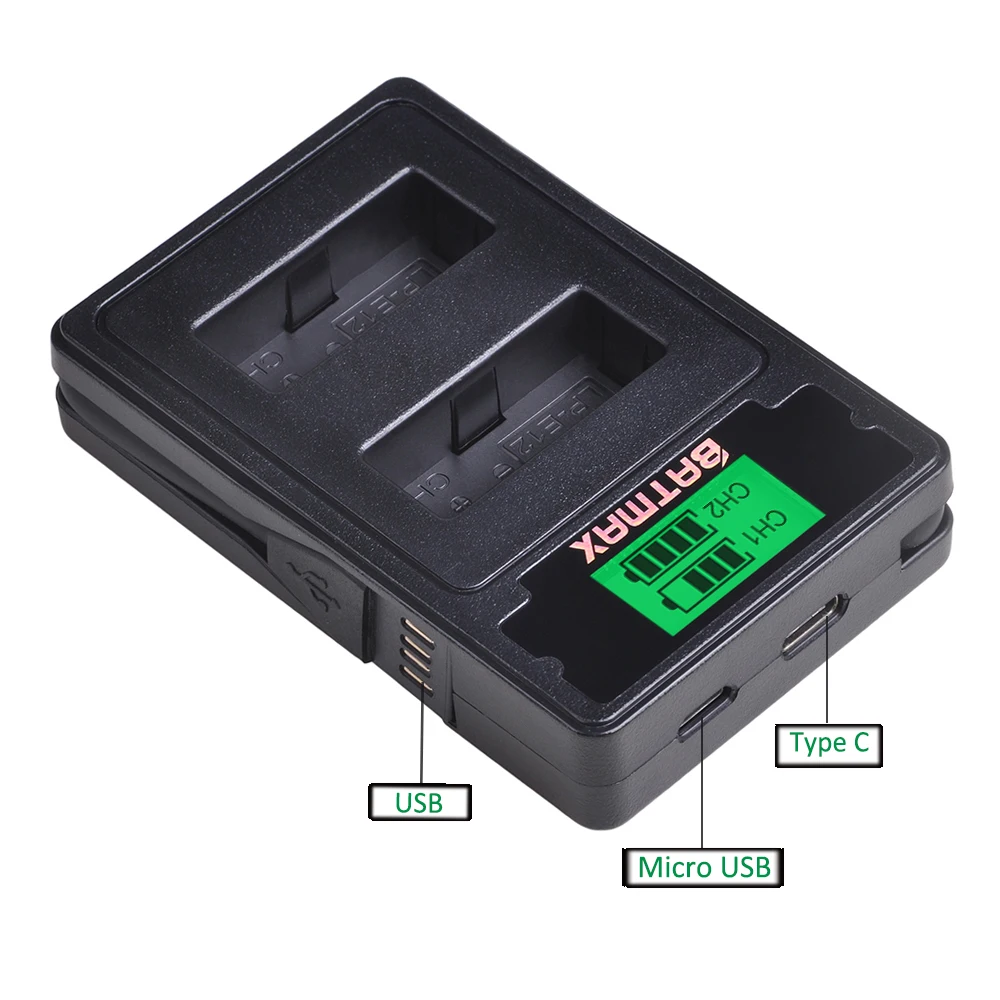 Аккумулятор для камеры Batmax LP-E12 LPE12+ ЖК-Зарядное устройство USB с портом type C для Canon EOS M50, EOS M100, 100D Kiss X7 Rebel SL1