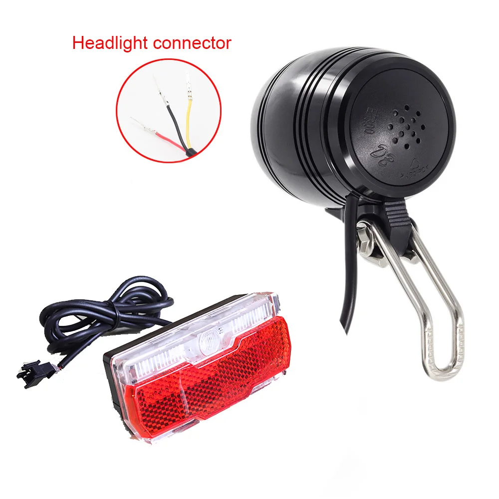 Headlight with horn Головной светильник Onature для электровелосипеда и задний светильник для электровелосипеда 12 В 24 в 36 в 48 в 60 в светодиодный Электрический свет для велосипеда - Цвет: Headlight with horn